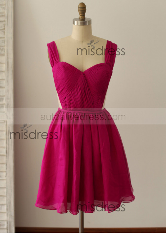 Burgundy Chiffon Short Prom Dress